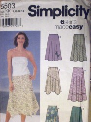 5503 Simplicity 6 EZ FLARE SKIRTS LENGTHS, APPLIQUE PATTERN 8-14 OR 16-24 CHOICE UNCUT